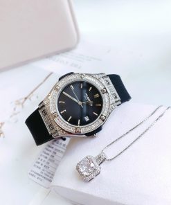 Đồng hồ chính hãng Hanboro nữ đính đá dáng Hublot 33mm (2)