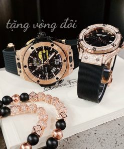 Đồng hồ đôi Hanboro By Huboler chính hãng dây cao su 3640mm (2)