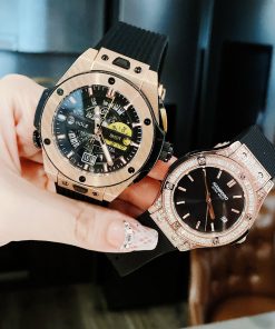 Đồng hồ đôi Hanboro By Huboler chính hãng dây cao su 3640mm (2)