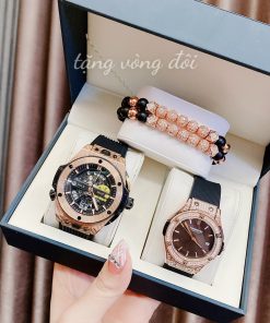 Đồng hồ đôi Hanboro By Huboler chính hãng dây cao su 3640mm (2)