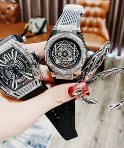 Đồng hồ đôi Hanboro By Huboler chính hãng dây cao su 3644mm (2)