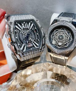 Đồng hồ đôi Hanboro By Huboler chính hãng dây cao su 3644mm (2)