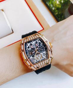 Đồng hồ nam chính hãng Hanboro By Huboler đính đá 40x48mm (2)