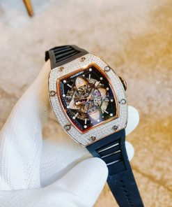 Đồng hồ nam máy cơ Hanboro chính hãng đính đá 40x48mm (2)