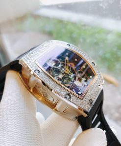 Đồng hồ nam máy cơ Hanboro chính hãng đính đá 40x48mm (2)