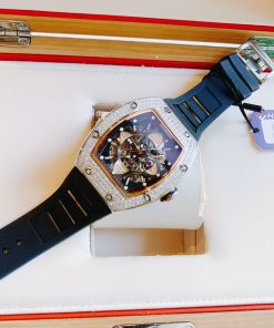 Đồng hồ nam máy cơ Hanboro chính hãng đính đá 40x48mm (2)