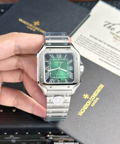 Đồng hồ Cartier Rep 11 Santos mặt xanh lá cây nhà máy BV 39 (1)
