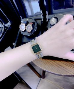 Đồng hồ Chopard nữ mặt vuông dây kim loại Demi Gold siêu cấp 30mm (1)