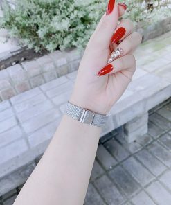 Đồng hồ Dior Satine nữ mặt tròn đính đá dây thép lụa mềm 30mm