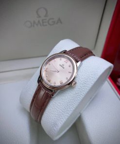 Đồng hồ Omega Deville nữ dây da màu nâu Super Fake Nhật (2)