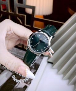 Đồng hồ Omega Deville nữ dây da màu xanh lá cây máy Nhật (2)