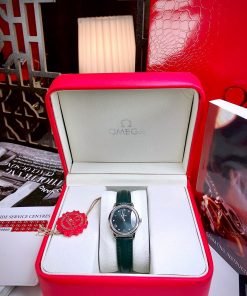 Đồng hồ Omega Deville nữ dây da màu xanh lá cây máy Nhật (2)