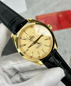 Đồng hồ Omega Seamaster nam màu vàng gold Super Fake 11 38 (2)
