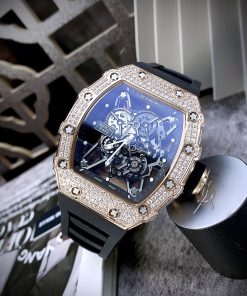 Đồng hồ Richard Mille máy Nhật giá rẻ RM35-01 màu đen đính đá 45mm (1)