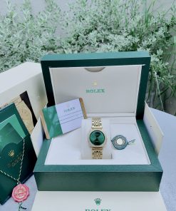 Đồng hồ Rolex Cellini nữ dây kim loại mạ vàng đính đá 34mm (1)