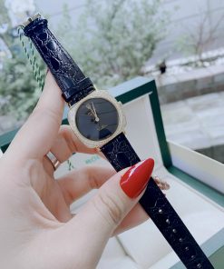 Đồng hồ nữ Rolex giá rẻ Cellini dây da mặt vuông đính đá 34mm (6)