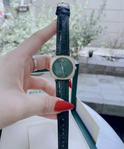 Đồng hồ nữ Rolex giá rẻ Cellini dây da mặt vuông đính đá 34mm (6)