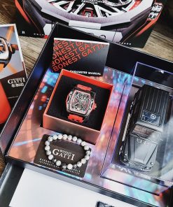 Đồng hồ Bonest Gatti 5501 chính hãng màu đỏ lộ máy 45mm