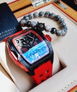 Đồng hồ Bonest Gatti 5501 chính hãng màu đỏ lộ máy 45mm