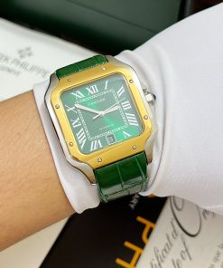 Đồng hồ Cartier Santos nam màu demi Super Fake 11 giá rẻ 40mm (2)