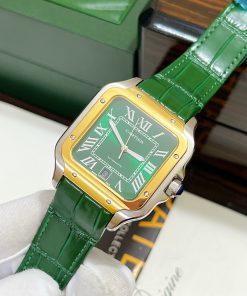 Đồng hồ Cartier Santos nam màu demi Super Fake 11 giá rẻ 40mm (2)
