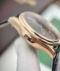 Đồng hồ Rolex Cellini Dual Time Replica 11 nam mặt chocolate 39mm (2)