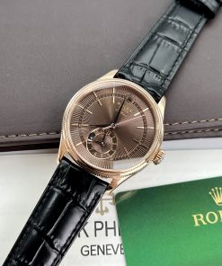 Đồng hồ Rolex Cellini Dual Time Replica 11 nam mặt chocolate 39mm (2)