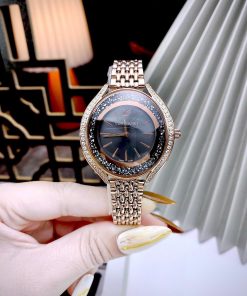 Đồng hồ Swarovski nữ đính đá Like Auth màu vàng hồng 36mm (2)