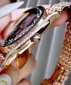 Đồng hồ Swarovski nữ đính đá Like Auth màu vàng hồng 36mm (2)