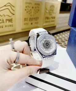 Đồng hồ chính hãng Hanboro nữ màu trắng đính đá 36mm (2)