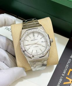 Đồng hồ nam Audemars Piguet mặt trắng đính đá Fake giá rẻ 41mm (2)