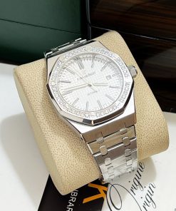 Đồng hồ nam Audemars Piguet mặt trắng đính đá Fake giá rẻ 41mm (2)