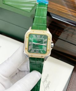 Đồng hồ nam Cartier Santos màu xanh lá Fake cao cấp 40mm (2)