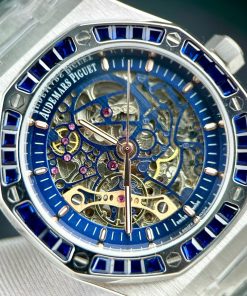 Đồng hồ Audemars Piguet nam mặt xanh đính đá Fake cao cấp 41mm (2)