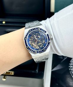 Đồng hồ Audemars Piguet nam mặt xanh đính đá Fake cao cấp 41mm (2)