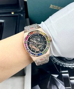Đồng hồ Audemars Piguet rose gold đính đá 7 màu Fake cao cấp 41mm (2)