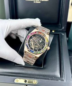 Đồng hồ Audemars Piguet rose gold đính đá 7 màu Fake cao cấp 41mm (2)