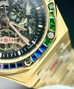 Đồng hồ Audemars Piguet vàng gold Fake 11 cao cấp đính đá 7 màu 41mm (2)