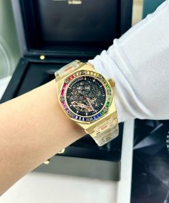 Đồng hồ Audemars Piguet vàng gold Fake 11 cao cấp đính đá 7 màu 41mm (2)