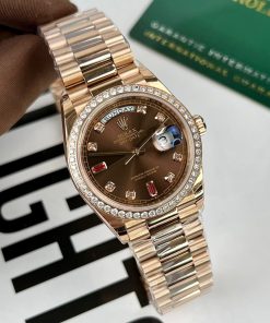 Đồng hồ Rolex Day-Date rose gold Rep 11 cao cấp nam đính đá EW Factory 40mm (2)