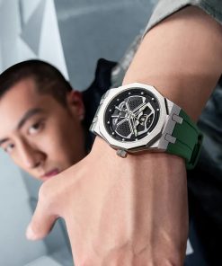 Đồng hồ Mark Fairwhale 5590 chính hãng dây cao su màu đen 43mm (2)