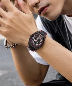 Đồng hồ Mark Fairwhale Skeleton 6130 chính hãng dây cao su 43mm (2)