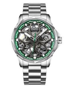 Đồng hồ Mark Fairwhale Skeleton 6800 chính hãng nam dây kim loại 43mm (2)