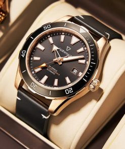 Đồng hồ Mark Fairwhale chính hãng 6080 nam cọc số da quang 43mm (3)