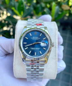 Đồng hồ Rolex DateJust nam xanh blue máy cơ automatic dây kim loại super fake 41mm