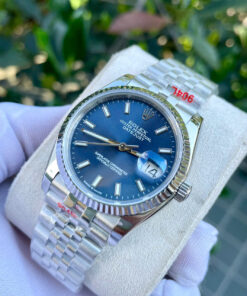 Đồng hồ Rolex DateJust nam xanh blue máy cơ automatic dây kim loại super fake 41mm