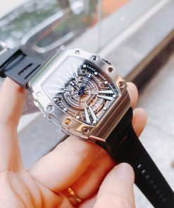 Đồng hồ chính hãng Hanboro nam cọc số da quang 40x48mm (2)