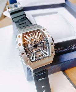Đồng hồ chính hãng Hanboro nam cọc số da quang 40x48mm (2)