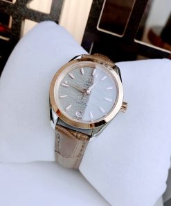 Đồng hồ nữ Omega Seamaster Aqua Terra day da mặt xám 34mm