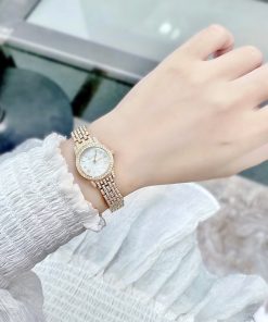 Đồng hồ Davena 61511 nữ chính hãng dây kim loại đính đá 22mm